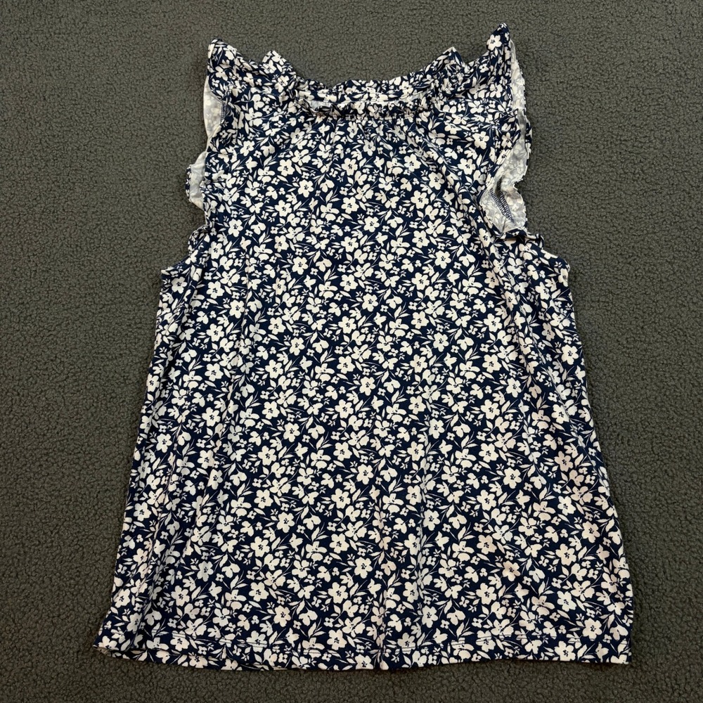 LC Lauren Conrad Tank Top Womens XS Blue Floral Ruffle WL42K005RP1 Sleeveless
